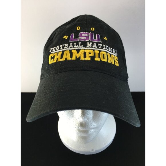 Vintage LSU Football National Champions Cap Hat Black Embroidered Strapback - Picture 1 of 11